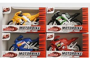 CELINO MAKING YOUR DAY 4 pk Pull Back Motorbike Toy Motorcycle Street Machine Friction Power Kids Gift