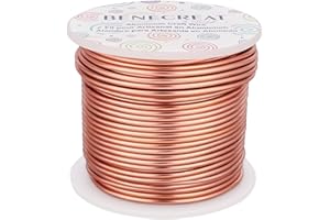 BENECREAT 12 17 18 Fil d'aluminium de la jauge (calibre 12, 100FT) Anodise Bijoux Artisanat Faire Perler Floral Fil d'artisanat en aluminium colore - Ton cuivre