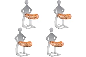 JHXhhthongtong 4 Stück Wurst Grillgestelle, Grillwursthalter Aus Edelstahl, Lustiger BBQ Hotdog Halter, Kreativer Stehender Mann Wurst Grillständer, Hot Dog BBQ Tools Für Outdoor Camping Kochzubehör
