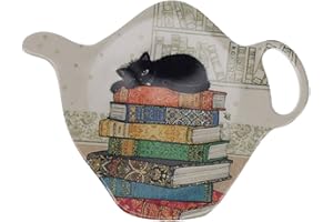 KIUB - Poggia bustina di tè - Motivo gatto che dorme sui libri - melamina di qualità