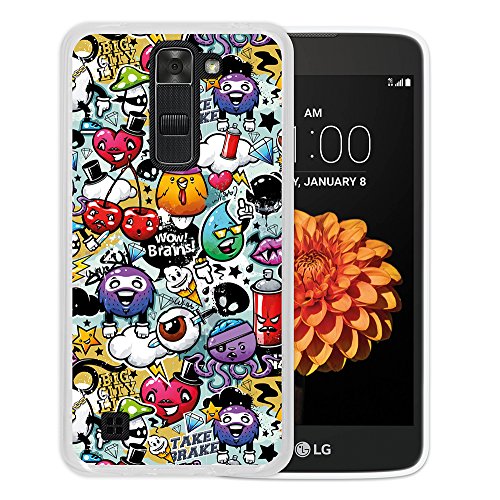 Funda LG K7  WoowCase   LG K7   Funda Silicona Gel Flexible Grafiti de Colores Divertido  Carcasa Case TPU Silicona - Transparente