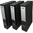 Box File Foolscap, Lockspring, Ring Pull & Catch, 75mm Spine, Black & White (Box of 3)