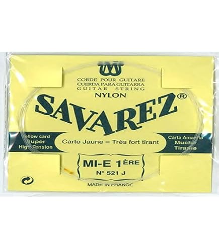 Corde Guitare Classique Savarez 521J - Mi Aigu Haute Tension, Nylon Rectifié - Carte Jaune