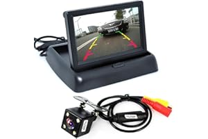 ePathChina 1 set Foldable High-resolution 4.3" TFT LCD Mini Car Monitor with Rear View Backup Camera for Vehicle Reversing Parking System