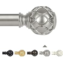 Gormena Gardinenstange 80-365cm - Metall In Holzoptik Mit Blatt-Endstücken