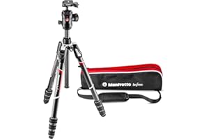 Manfrotto MKBFRTC4GT-BHUS Befree Advanced Travel Tripod, Twist Lock with Ball Head for Canon, Nikon, Sony, DSLR, CSC, Mirrorless, Up to 10 kg, Lightweight with Tripod Bag, Carbon, Black, Black/Silver