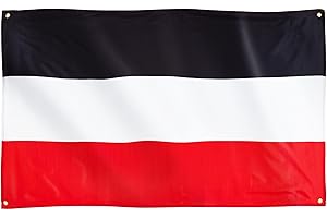 Runesol Deutsche Reichsflagge, 91 x 152 cm, 4 Ösen, eine in jeder Ecke, dreifarbig, Deutsches Wappen, Deutscher Adler, Premium Fahne für drinnen und draußen, satte Farben, German Empire