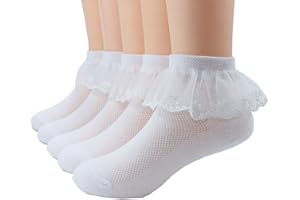 Xiyadun 5 Pairs Toddler Baby & Child Girls Ruffle Lace Ankle Cotton Dress Socks