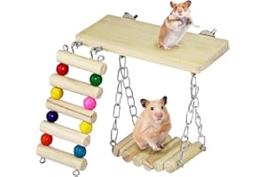 Andiker - 3 Pacchetti di Giocattoli per Esercizi per Criceti, Giocattoli da Masticare per Criceti in Legno da Appendere Accessori per Gabbie per Porcellini d'India per Piccoli Animali Rompi Noia