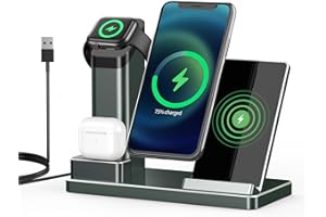 CkeyiN Induktionsladegeräte für Apple AirPods Pro 3/2, Apple Watch Ultra 9/8/7/6/5/4/3/2/SE, Wireless Charger für iPhone 15 14 13 12 11 Pro/Pro Max/SE/XR/X/XS/XS Max/8/8 Plus