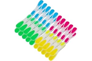 HLDI Laundry Pegs Plastic Clothes Pegs Washing Line Clips Heavy Duty Non Slip Rubber Grip Clothespins Perfect for Towel T Shirts Socks Underwear Clothes DIY Craft Towel Clips Assorted Color (Pack of 20)