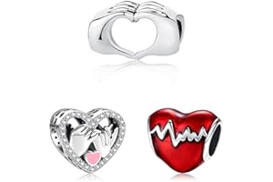 Doyafer 925 Sterling Silber Herz Charm Cartoon Maus Anhänger Krone Rose Charms Frau Liebhaber Geschenk 3-Stück/Paket