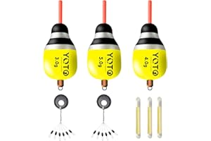 YOTO Galleggiante da pesca, Galleggiante scorrevole da 3g 4g 5g, Galleggiante per trote autopesante con bastone fosforescente e fermi per bobber