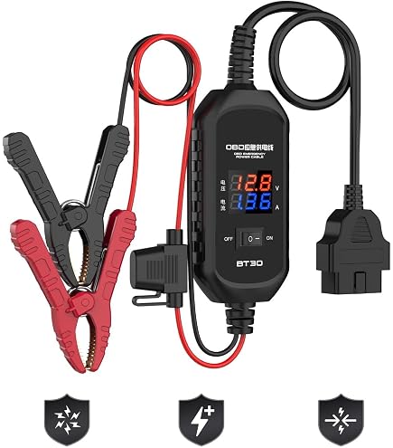 Jtron OBD2 Car Memory Saver 2 in 1, ECU Cavo di alimentazione di emergenza per veicolo con clip