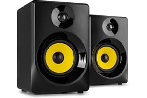 Vonyx SMN50B - Studio Monitor, Aktiv Lautsprecher Set, 140 Watt, 5 Zoll Studiolautsprecher Set, DJ Monitor Speakers, Abhörmonitor, Studiomonitor, PC Lautsprecher, Home Studio Boxen Aktiv, Schwarz