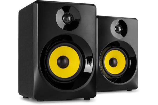 VONYX SMN30B Enceintes Monitoring Actives - Paire d'Enceintes de Studio 3”, Puissance 60 Watts Max, Réglages Graves et Aigus, Qualité Idéale pour Mastering en Studio
