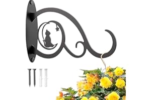 HIDYLIU 1 Pezzi Appeso Pianta Staffa da Parete, Ferro Pianta Gancio Appeso Staffa, Staffe per Cestini Appendere All'aperto, con Viti, per Appendere Fioriere, Lanterne, Mangiatoia per Uccelli(Nero)