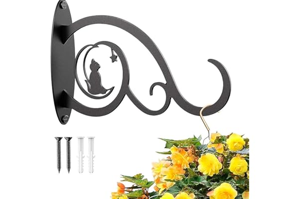 1 Pièces Supports de Panier Suspendu en Fer Forgé en Métal, Suspension Mural Crochet Plante, Support Panier de Jardin, pour Pot Fleur Mangeoire à Oiseaux Carillons Lanternes Extérieur