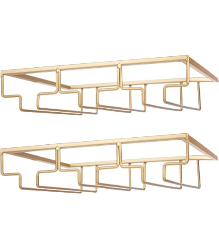 Abcsea 1 Pièce Bronze Porte-Verre à Vin sous Meuble, Porte-Verres à Pied Suspendu, Support de Verre à Vin, Porte-Verres à Vin, Stemware Rack, 50 cm 2 Rangées