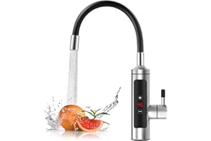 LIFEJXWEN Sofortiger Elektrischer Warmwasserhahn mit LED-Digitalanzeige/720°-Drehung/Touch-Temperatureinstellung/mit Universalschlauch, Wasserhahn-Warmwasserbereiter für Bad und Küche