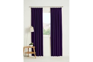 Kinfolk Textile Blackout Thermal Pencil Pleat Tape Top Insulated Pair of Blackout Curtains Including 2 Tiebacks (Aubergine, 46" x 54")