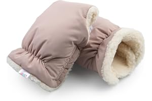 DANKA® Handwärmer Kinderwagen Handschuhe Handmuff mit warme Fleece und Baumwolle Innenseite Wasserdicht und Winddicht Stroller Handmuff Universalgröße für Kinderwagen, Buggy (Beige)
