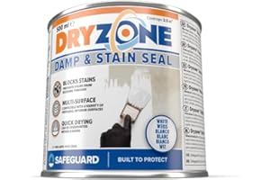 Dryzone Peinture Anti-Humidité et Anti-Taches – 500 ml – Blanc Mat Intérieur – Recouvre taches d'humidité, d'huile... – Sous-Couche pour Plâtre, Ciment, Pierre & Mortier