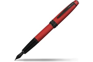 Cross Bailey - Pluma estilográfica (lacado en rojo mate, con atributos PVD, color negro pulido, punta fina