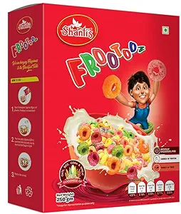 Shanti?s Frootooz/Mix Fruit Rings with Corn Flakes/Ready to Eat Breakfast Cereal/High Fiber and Multigrain/Made with Oats, Rice, Corn, Mix Fruit Ring/Cereal for Children/Instant Food