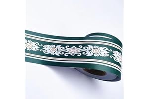 VisitRyl Cenefas Adhesivas para Cocina Baño Decorativas Flores europeas verdes 12cm X 1000cm Fácil Aplicación Resistente Agua