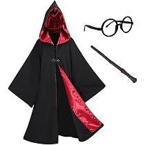 Kit Costume Magicien Enfant 12 Pièces – Cape, Baguette, Lunettes, Cravate – Déguisement Halloween Sorcier Complet