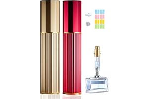 Travelofo Perfume Atomiser Perfume Travel Bottle, 10ML Refillable Perfume Spray Bottle Easy to Refill Empty Atomiser Bottle for Purse, Handbag, Pocket and Luggage (Gold & Red)