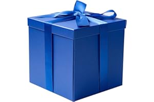 RUSPEPA Confezione Regalo Di Compleanno Media Con Coperchi, Nastro E Carta Velina, Confezione Regalo Pieghevole - 1 Pz, 23 X 23 X 23 cm, Blu Reale