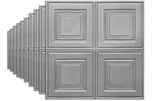 Snewvie Grey 10 PCS 3D Wood Wall Panels Peel and Stick Brick Wallpaper Removable Wallpaper 70X70cm 3D Tile Wood Panels Wall Sticker Self-Adhesive Waterproof PE Foam