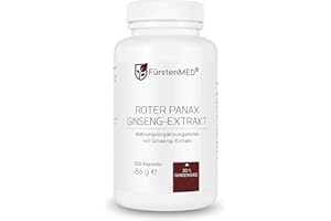 ‎FÜRSTENMED FürstenMED® 1800mg Echter Panax Ginseng Extrakt - 120 Kapseln - Hochdosiert mit 360mg Ginsenoside pro Tagesdosis - 120 Vegane Kapseln frei von unerwünschten Zusatzstoffen