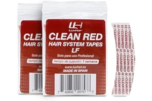 LH LUXHAIR Rubans adhésifs LuxHair Clean Red pour la pose d'extensions, de perruques et de tous types de prothèses capillaires. Adhésif double face durable et doux pour la peau. (2 Paquets, Courbure Lisse LF)