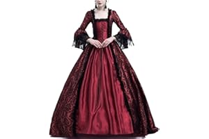 ANYUA Disfraz Medieval para Mujer Vestido Retro Manga Larga Renacentista Cosplay