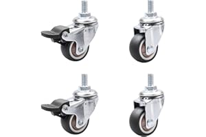 CICIING Ruedas giratorias para muebles, M8, ruedas pequeñas para muebles, 2 ruedas con freno y 2 sin frenos, giratorias 360°, ruedas de goma antideslizantes para interiores y exteriores (1,5 pulgadas)
