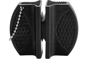 Rrumyve Portable Double-Sided Knife Sharpener, Small Hanging Design Comfortable Kitchen Knife, Mini Kitchen Knife Sharpener, for Family, Camping Tours or Outdoor Survival (Black)