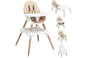 COSTWAY 4 w 1 krzesełko do karmienia dla niemowląt, krzesełko do jadalni, krzesło dla dzieci i zestaw do siedzenia dla dzieci, z regulacją wysokości, krzesło kombi z pasem bezpieczeństwa i zdejmowaną