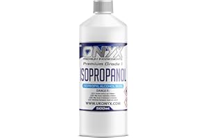 ONYX INGREDIENTS 101 Isopropyl Alcohol 99.9% IPA Isopropanol - Pure Grade - 0.5 Litre Rubbing Alcohol for Cleaning and Disinfecting Solvent for Electronics, Glass, Appliances (500ml)