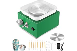 Tornio per Ceramica, VAYOTOY Ruota di Ceramica Elettrica 2000 RPM Tornio per Argilla a velocità Regolabile con Piastre da 6,5/10 cm Tornio per Ceramica, Tornio Ceramica per Bambini e Adulti