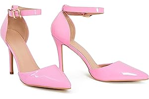 GIZELLE Womens Mens Unisex Ankle Strap Buckle Stiletto Heel Court Shoes Plus Size 9 10 11 12