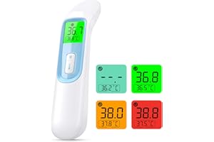 KKmier Termometro Infrarossi Febbre 4 in 1, Termometro Frontale Auricolare con Funzione di Memoria per Fronte e Orecchio, Termometro digitale infrarossi per Neonati, Bambini, Adulti e Oggetti