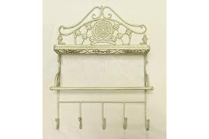 linoows Rustikales Wandregal mit Hakenleiste, Hängeregal, Küchenregal, Eisen