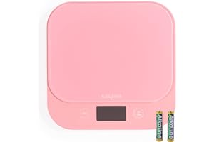 Salter British Bakes Digital Kitchen Scale – 10kg Capacity Baking Scale, Measure Liquids, Waterproof & Washable, Add & Weigh Tare Function, Tempered Glass Platform, 1g Precision, Backlit Display, Pink