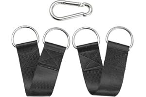 BHIPKOT 2 Piezas Hamaca Adjunto, Árbol Columpio Correa Suspensión, Nylon Portátil Columpio Kit Resistente al Desgarro con 2 mosquetones y 2 anillos D