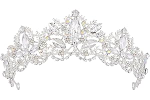 Silver Crown,Vofler Baroque Vintage Tiara Retro Crystal Rhinestone Hair Jewelry Decor for Princess Women Queen Ladies Girl Bridal Bride Bridesmaid Birthday Prom Wedding Pageant Costume Party
