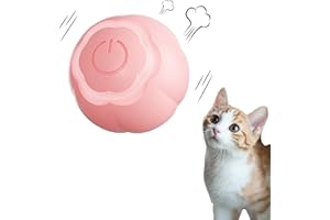 Peticularz Jouet Balle per Chat, Jouet Automatique interactif powerball pour Chats & Chien, Jeux Power Ball Divertisement & Stimulation, Jouet pour Chaton (Rose avec pétales de Fleurs)