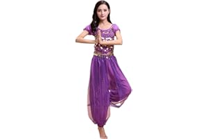 Grouptap Bollywood indian plus size bharatanatyam belly dance blue/purple/pink red 2-piece costume dress outfit set for womens girls (170-180cm, 60-90kg)